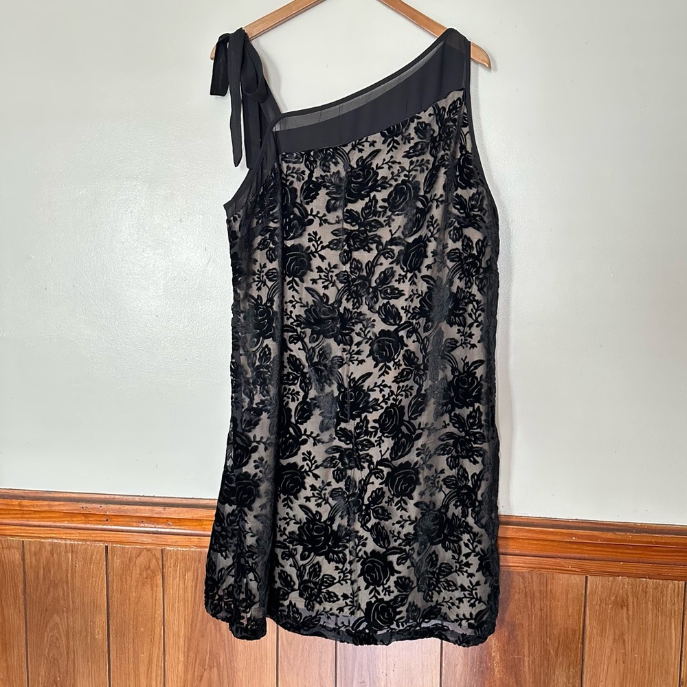 Bila Whimsigoth Dark Floral Velvet Burnout Rose Sheer Overlay Dress Size XL Y2K